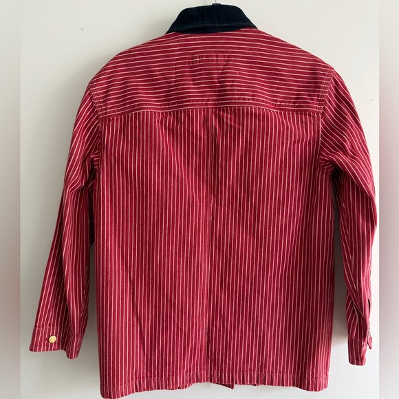 Vtg Ralph Lauren Jeans Co Blue Corduroy Collar Red Pinstriped Chore Barn Jacket - Picture 3 of 16